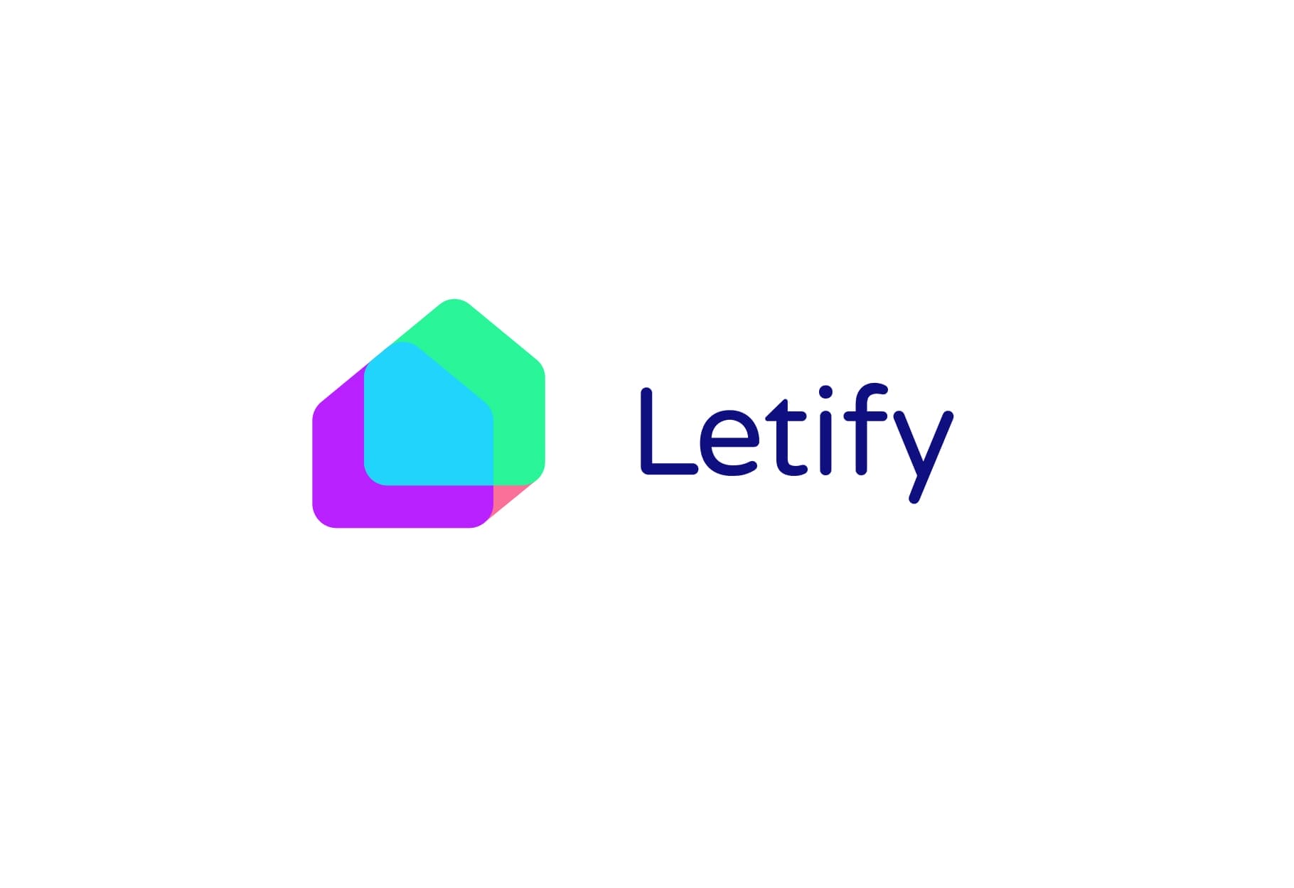 Letify wide variant of logo and logotype on light background