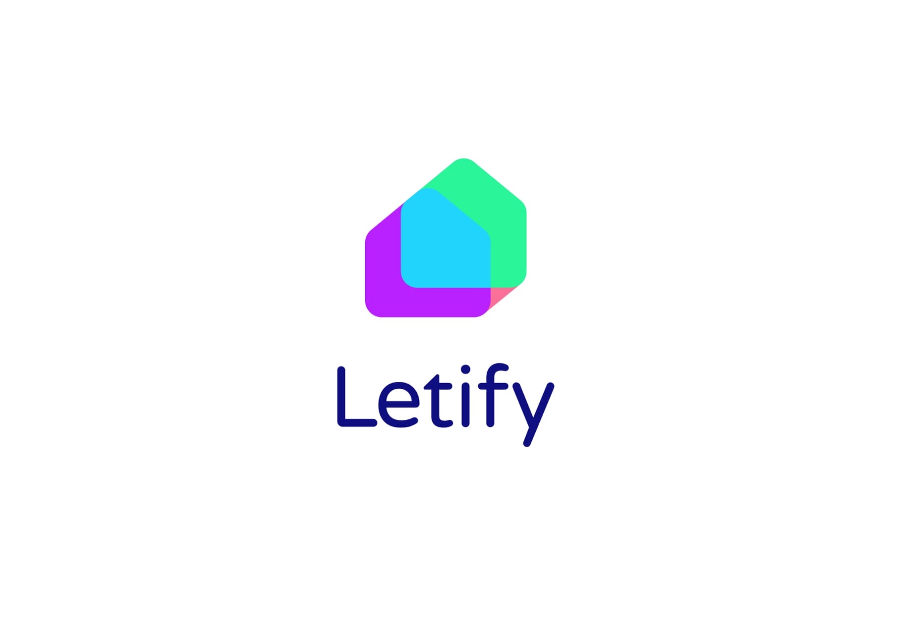 Letify stacked variant of logo and logotype on light background